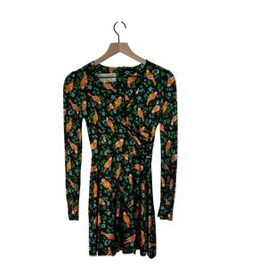 Sundays Child Vintage 1970 Boho Bird Print Mini Dress size S/XS